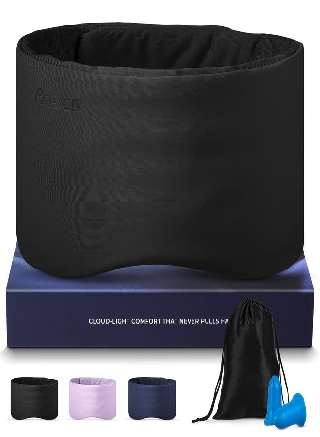 ProCIV Dual-Sided Sleep Mask for Side Sleepers, Soundless Velcro, Bamboo Fiber & Milk Silk Eye Mask, Zero Pressure Sleeping Mask for Women & Men, Eye Relief Blindfold for Nap, Travel Essentials, Black - Image 1